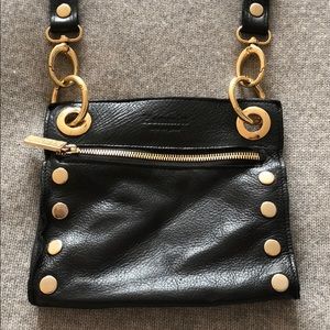 Hammitt black crossbody purse with gold accents